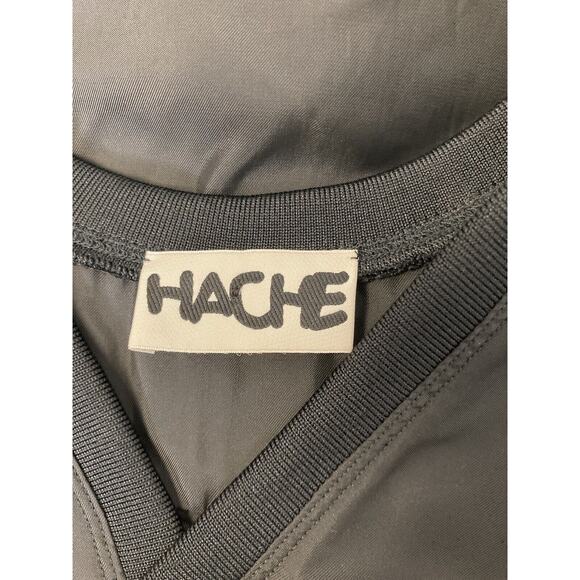 HACHE Womens Black Drawstring Garterized V-neck Midi Casual Dress Size 40 US 4 - Picture 9 of 11